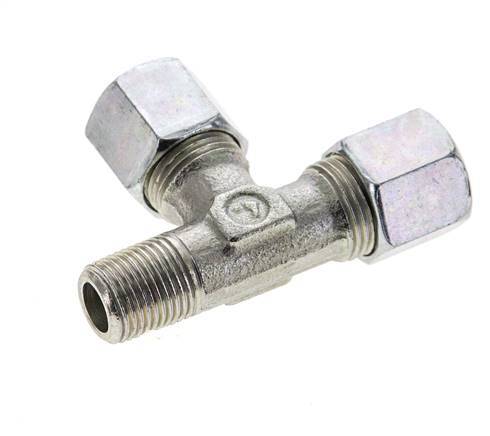 8LL & R1/8'' Zink Plated Steel Right Angle Tee Cutting Fitting with Male Threads 100 bar ISO 8434-1