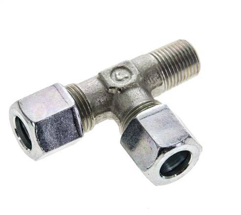8LL & R1/8'' Zink Plated Steel Right Angle Tee Cutting Fitting with Male Threads 100 bar ISO 8434-1