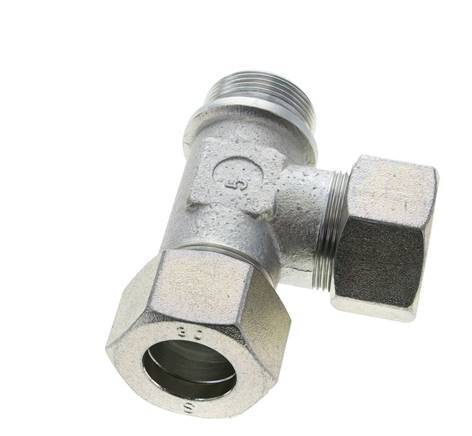 30S & G1-1/4'' Zink Plated Steel Right Angle Tee Cutting Fitting with Male Threads 400 bar ISO 8434-1
