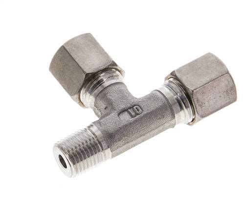 8S & R1/4'' Stainless Steel Right Angle Tee Compression Fitting with Male Threads 500 bar ISO 8434-1