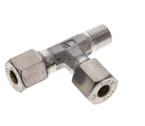 8S & R1/4'' Stainless Steel Right Angle Tee Compression Fitting with Male Threads 500 bar ISO 8434-1