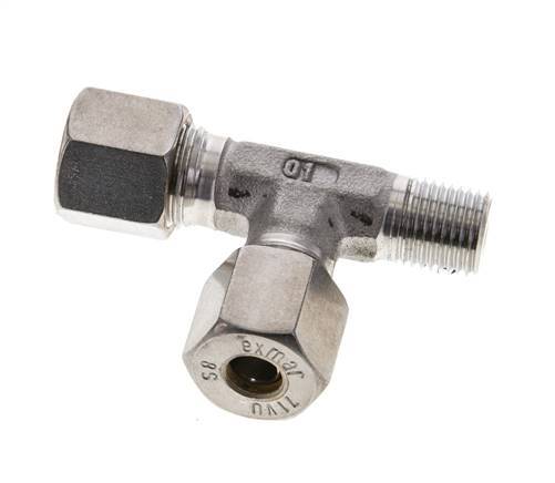 8S & R1/4'' Stainless Steel Right Angle Tee Compression Fitting with Male Threads 500 bar ISO 8434-1