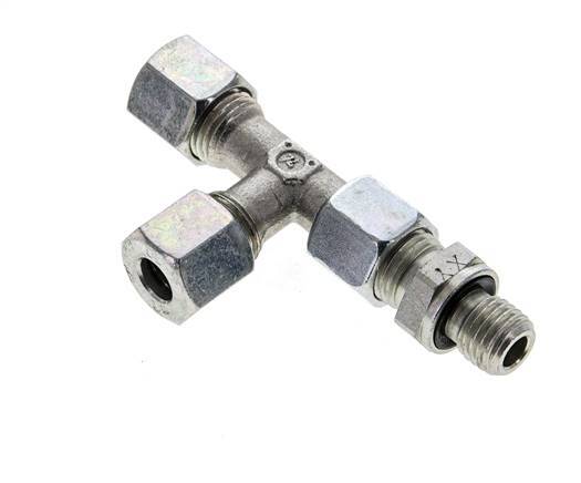 8L & M12x1.5 Zink Plated Steel Right Angle Tee Cutting Fitting with Male Threads 315 bar Adjustable ISO 8434-1