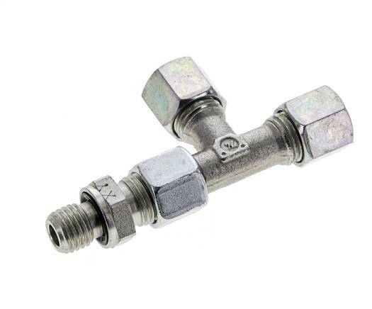 8L & M12x1.5 Zink Plated Steel Right Angle Tee Cutting Fitting with Male Threads 315 bar Adjustable ISO 8434-1
