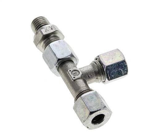 8L & M12x1.5 Zink Plated Steel Right Angle Tee Cutting Fitting with Male Threads 315 bar Adjustable ISO 8434-1