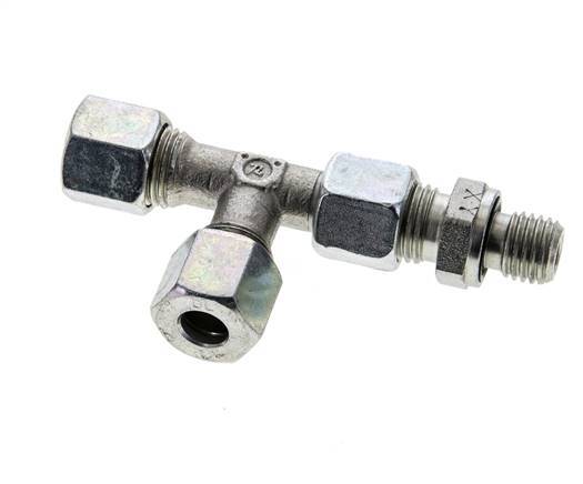 8L & M12x1.5 Zink Plated Steel Right Angle Tee Cutting Fitting with Male Threads 315 bar Adjustable ISO 8434-1