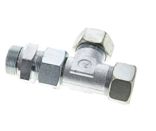 30S & M42x2 Zink Plated Steel Right Angle Tee Cutting Fitting with Male Threads 400 bar Adjustable ISO 8434-1