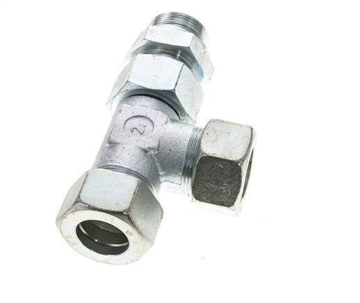 30S & M42x2 Zink Plated Steel Right Angle Tee Cutting Fitting with Male Threads 400 bar Adjustable ISO 8434-1