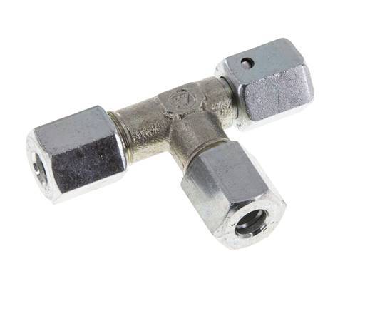 Racor de corte en T en ángulo recto de acero cincado 6L con rótula 315 bar NBR ajustable ISO 8434-1