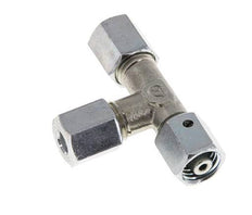 Racor de corte en T en ángulo recto de acero cincado 6L con rótula 315 bar NBR ajustable ISO 8434-1