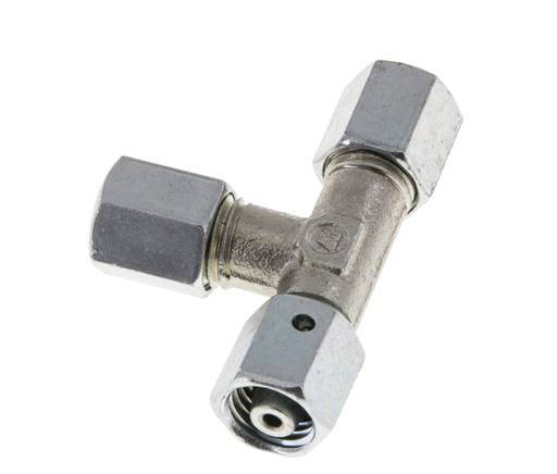 Racor de corte en T en ángulo recto de acero cincado 6L con rótula 315 bar NBR ajustable ISO 8434-1