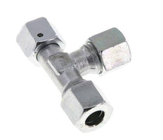 Racor de corte en T en ángulo recto de acero cincado 10L con rótula 315 bar NBR ajustable ISO 8434-1