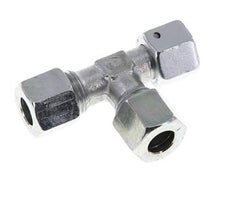 Racor de corte en T en ángulo recto de acero cincado 10L con rótula 315 bar NBR ajustable ISO 8434-1