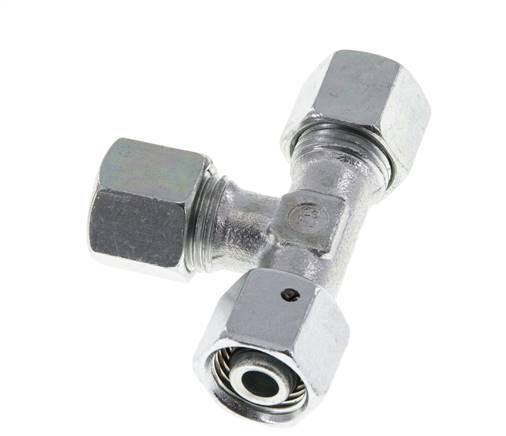 Racor de corte en T en ángulo recto de acero cincado 10L con rótula 315 bar NBR ajustable ISO 8434-1