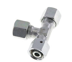 Racor de corte en T en ángulo recto de acero cincado 10L con rótula 315 bar NBR ajustable ISO 8434-1