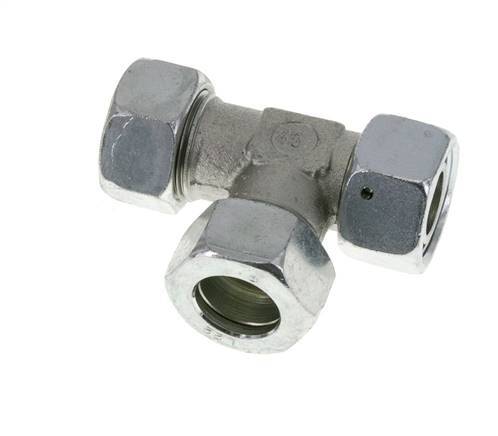 Racor en T en ángulo recto de acero zincado 22L con rótula 160 bar NBR ajustable ISO 8434-1