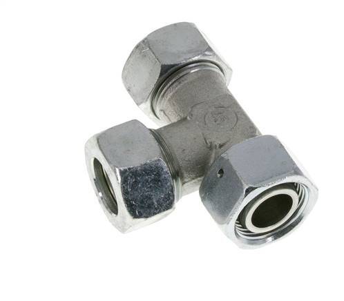 Racor en T en ángulo recto de acero zincado 22L con rótula 160 bar NBR ajustable ISO 8434-1