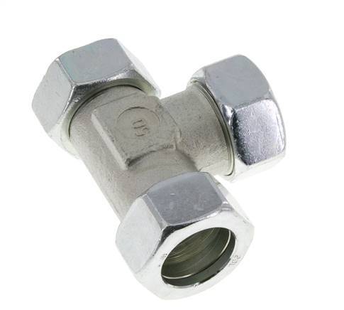 Racor en T en ángulo recto de acero cincado 28L con rótula 160 bar NBR ajustable ISO 8434-1