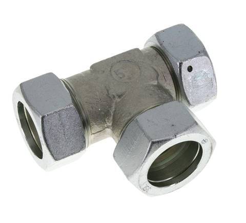 Racor en T en ángulo recto de acero cincado 35L con rótula 160 bar NBR ajustable ISO 8434-1