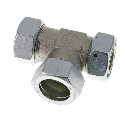 Racor en T en ángulo recto de acero cincado 35L con rótula 160 bar NBR ajustable ISO 8434-1