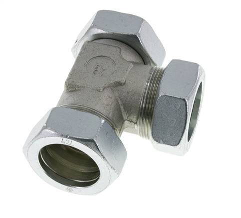 Accesorio de corte en T en ángulo recto de acero galvanizado 42L con rótula 160 bar NBR ajustable ISO 8434-1