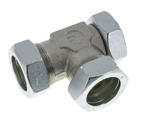 Accesorio de corte en T en ángulo recto de acero galvanizado 42L con rótula 160 bar NBR ajustable ISO 8434-1