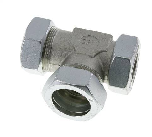 Accesorio de corte en T en ángulo recto de acero galvanizado 42L con rótula 160 bar NBR ajustable ISO 8434-1