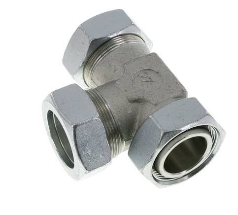 Accesorio de corte en T en ángulo recto de acero galvanizado 42L con rótula 160 bar NBR ajustable ISO 8434-1