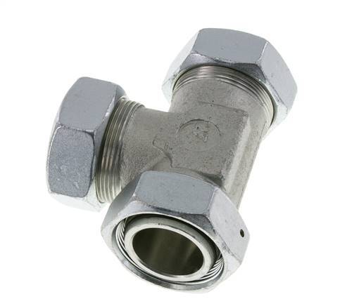 Accesorio de corte en T en ángulo recto de acero galvanizado 42L con rótula 160 bar NBR ajustable ISO 8434-1