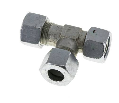 Racor en T en ángulo recto de acero zincado 16S con rótula 400 bar NBR ajustable ISO 8434-1