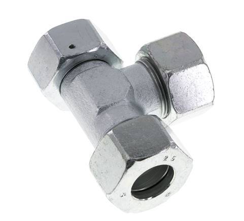 25S Racor en T en ángulo recto de acero zincado con rótula 400 bar NBR ajustable ISO 8434-1