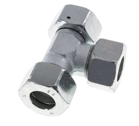 25S Racor en T en ángulo recto de acero zincado con rótula 400 bar NBR ajustable ISO 8434-1
