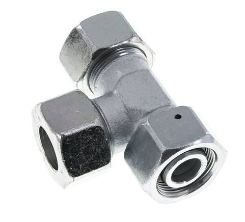 25S Racor en T en ángulo recto de acero zincado con rótula 400 bar NBR ajustable ISO 8434-1