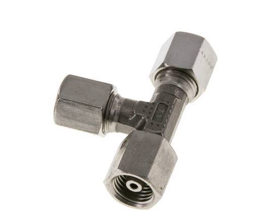 Accesorio de corte en T en ángulo recto de acero inoxidable 6S con rótula 630 bar FKM ajustable ISO 8434-1