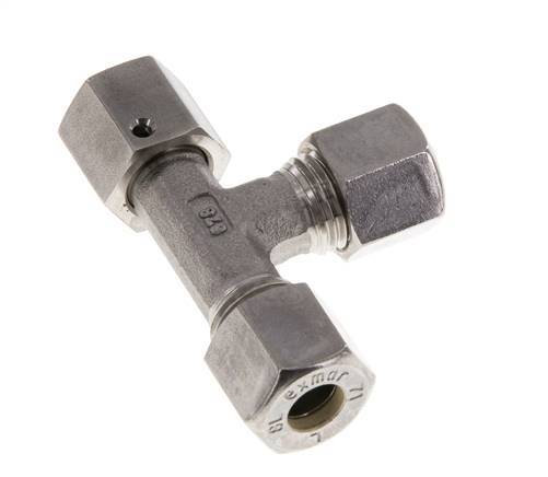Accesorio de compresión en T en ángulo recto de acero inoxidable 8L con rótula 315 bar FKM ajustable ISO 8434-1