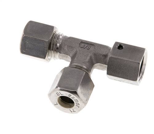 Accesorio de compresión en T en ángulo recto de acero inoxidable 8L con rótula 315 bar FKM ajustable ISO 8434-1