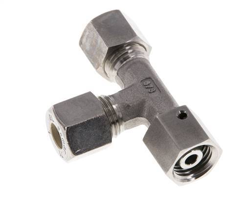 Accesorio de compresión en T en ángulo recto de acero inoxidable 8L con rótula 315 bar FKM ajustable ISO 8434-1