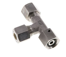 Accesorio de compresión en T en ángulo recto de acero inoxidable 8L con rótula 315 bar FKM ajustable ISO 8434-1