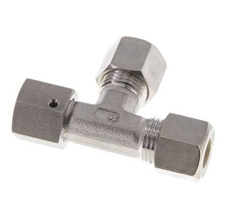 Accesorio de compresión en T en ángulo recto de acero inoxidable 10L con rótula 315 bar FKM ajustable ISO 8434-1