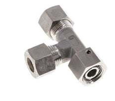 Accesorio de compresión en T en ángulo recto de acero inoxidable 12L con rótula 315 bar FKM ajustable ISO 8434-1