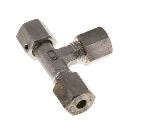 Accesorio de compresión en T en ángulo recto de acero inoxidable 6S con rótula 500 bar FKM ajustable ISO 8434-1