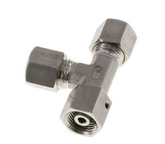 Accesorio de compresión en T en ángulo recto de acero inoxidable 8S con rótula 500 bar FKM ajustable ISO 8434-1