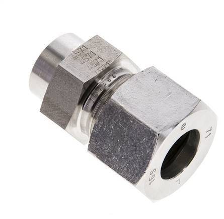 16S & 21mm Stainless Steel Straight Cutting Fitting with Welding End 400 bar ISO 8434-1