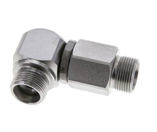 16S Codo de acero cincado Racor giratorio con guía de bola DN 12350 bar NBR ISO 8434-1