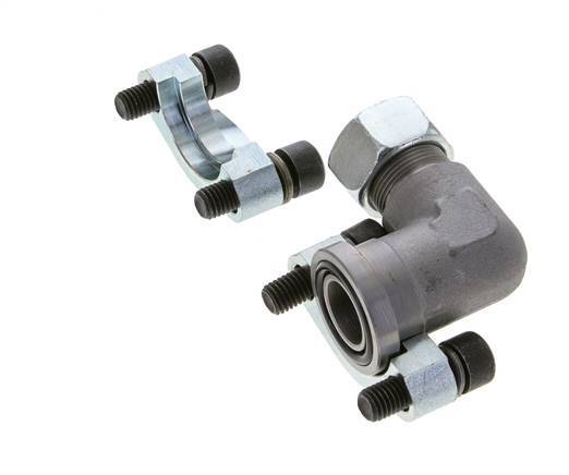 3/4'' Elbow SAE Flange 3000 PSI Steel with 18L (M26x1.5) ISO 6162-1