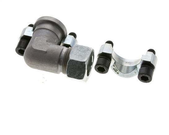 Codo 3/4'' Brida SAE 3000 PSI Acero con 22L (M30x2) ISO 6162-1