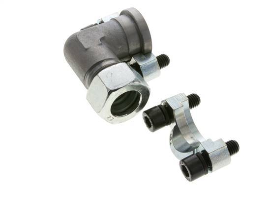 Codo 3/4'' Brida SAE 3000 PSI Acero con 22L (M30x2) ISO 6162-1