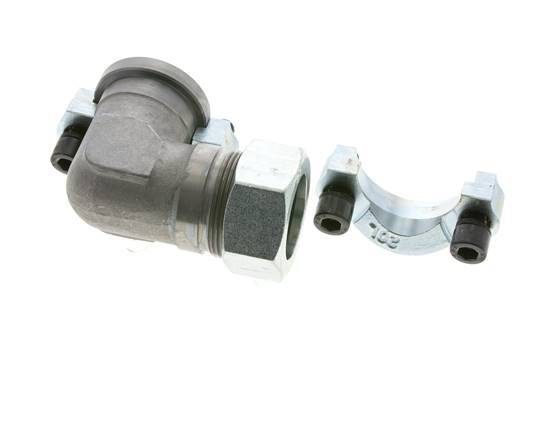 Codo 1-1/4'' Brida SAE 3000 PSI Acero con 35L (M45x2) ISO 6162-1