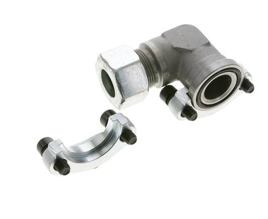 Codo de 1-1/4'' Brida SAE 3000 PSI Acero con 25S (M36x2) ISO 6162-1