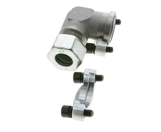 Codo de 1-1/4'' Brida SAE 3000 PSI Acero con 25S (M36x2) ISO 6162-1